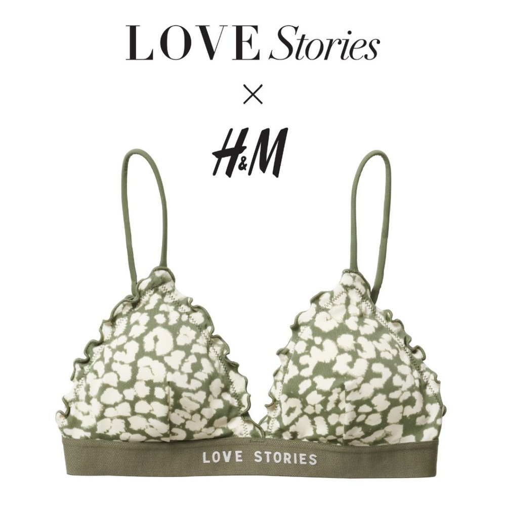 Love Stories x H&M Bikini sz2 Swim Club HOT COLLAB Green Ruffle Animal Swimsuit